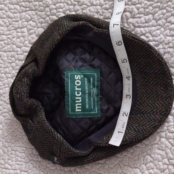 Mucros XXS Trinity Kids Tweed 100% Wool Green Herringbone Ireland Flat Cap - Picture 14 of 16